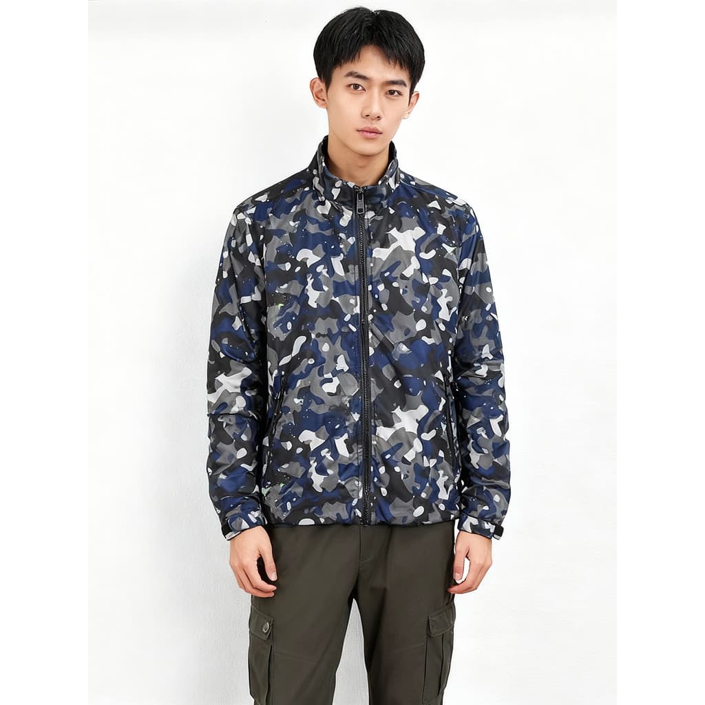 Outono gola alta ao ar livre jaqueta Casual masculina gola alta jaqueta de beisebol capaz JEANS camuflagem masculina à p