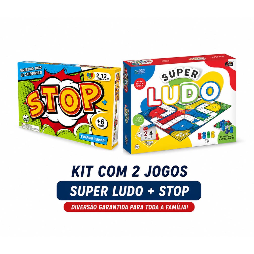 Kit Super Ludo + Stop Jogo De Tabuleiro Família Infantil