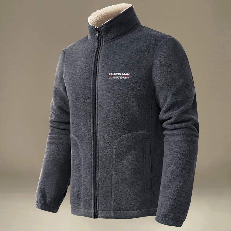 Novo estilo de lã moletom masculino forro de lã engrossado Cardigan jaqueta de lã jaqueta masculina outono inverno topo