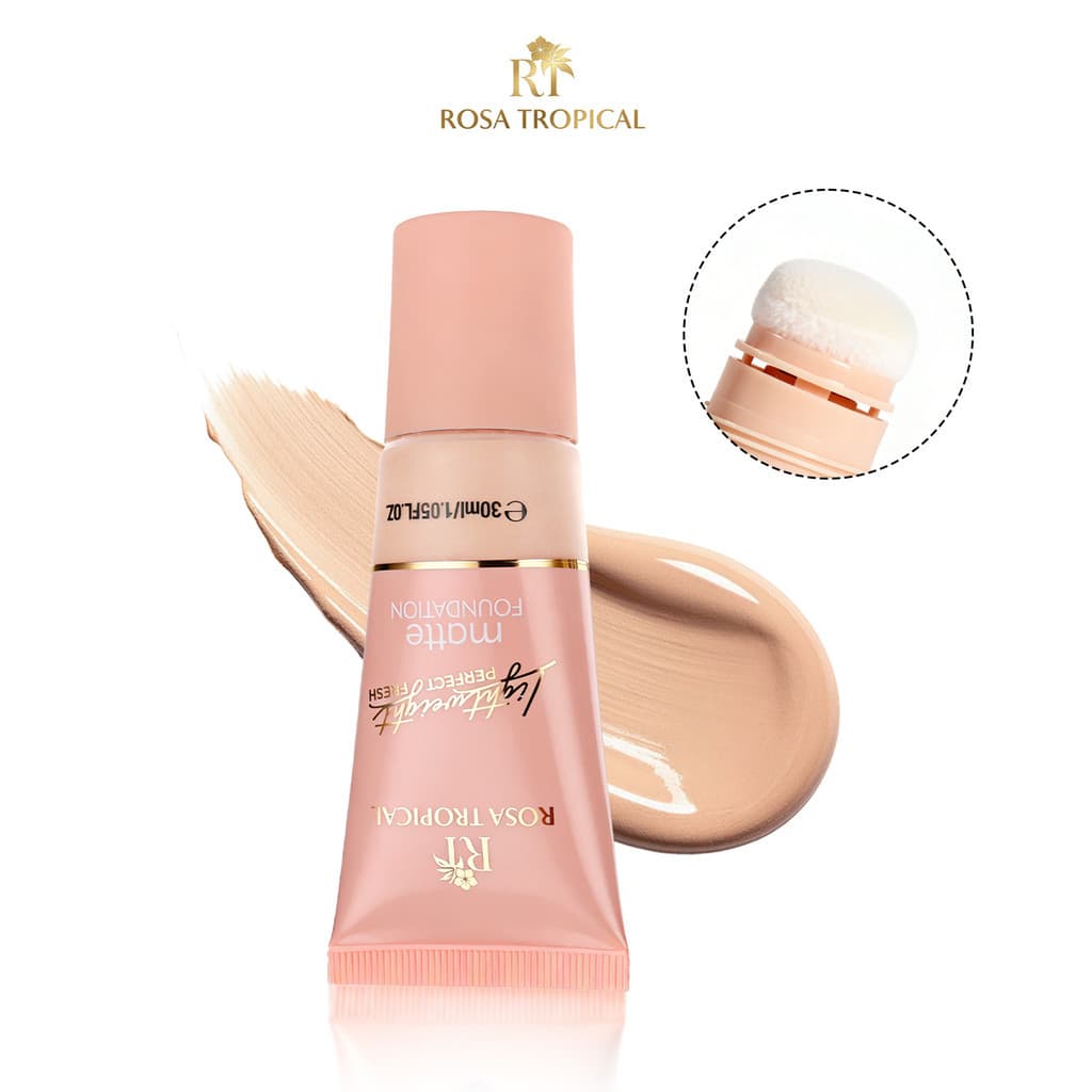 Base Líquida Matte Rosa Tropical Cushion Alta Cobertura À Prova d'Água