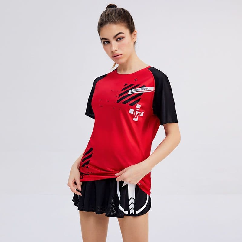 Roupas de Fitness femininas de secagem rápida correndo manga curta solta temperamento elástico mais magro olhar roupas d