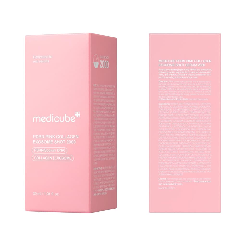 Sérum Medicube PDRN Pink Exosome Shot 7500 30ml Rejuvenescimento Facial Elasticidade Firmeza Anti-Idade Revitalização