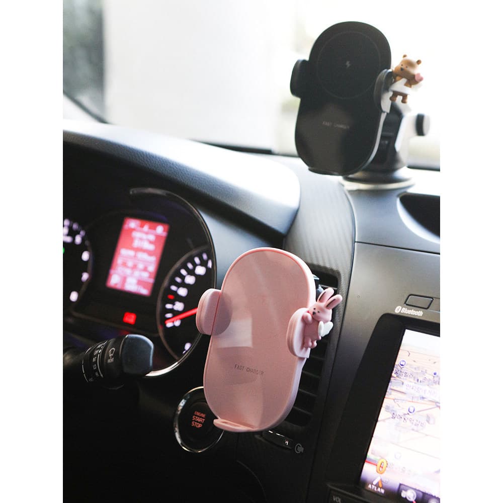 Dailylike bonito dos desenhos animados boneca suporte do telefone do carro saída de ar do carro carregador Sensor sem fi