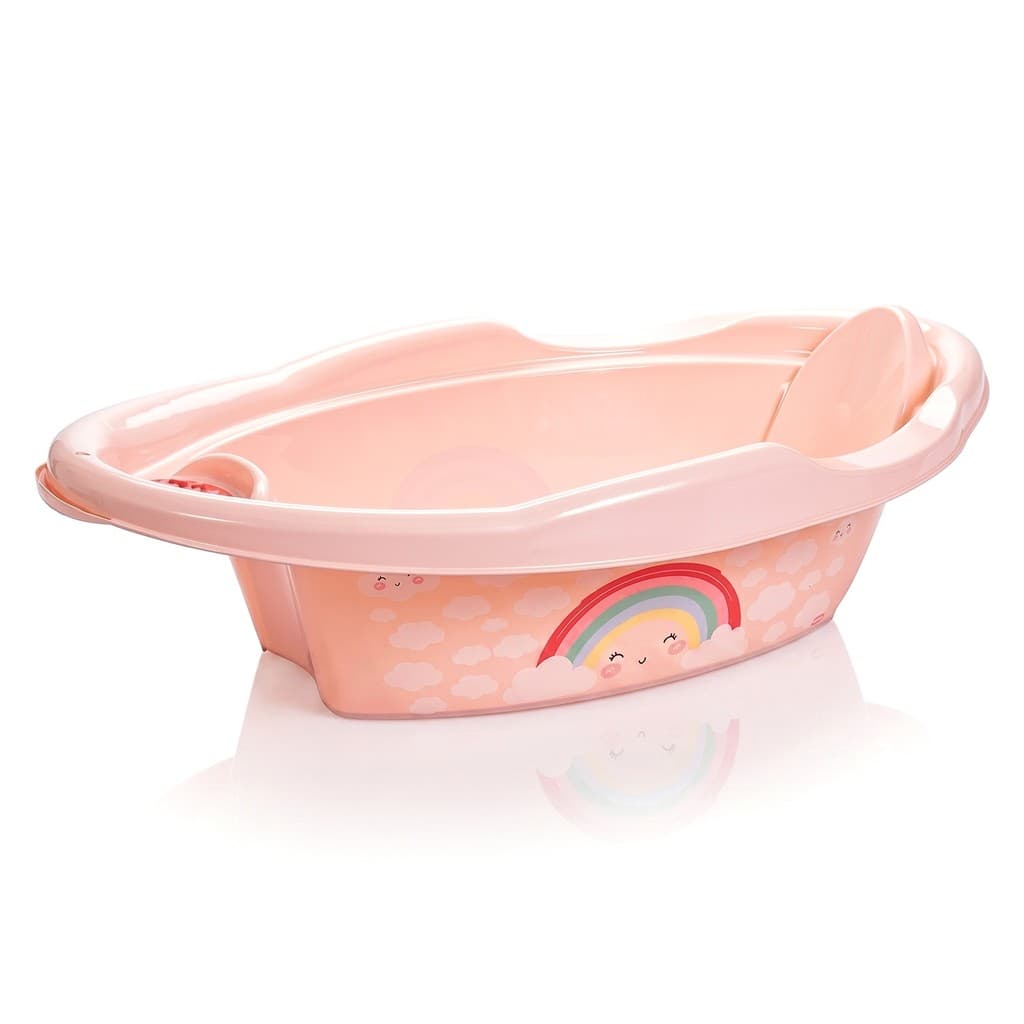 Banheira Bebê Infantil Rosa 21 Litros Com Encosto E Válvula Segura Confortável Banho