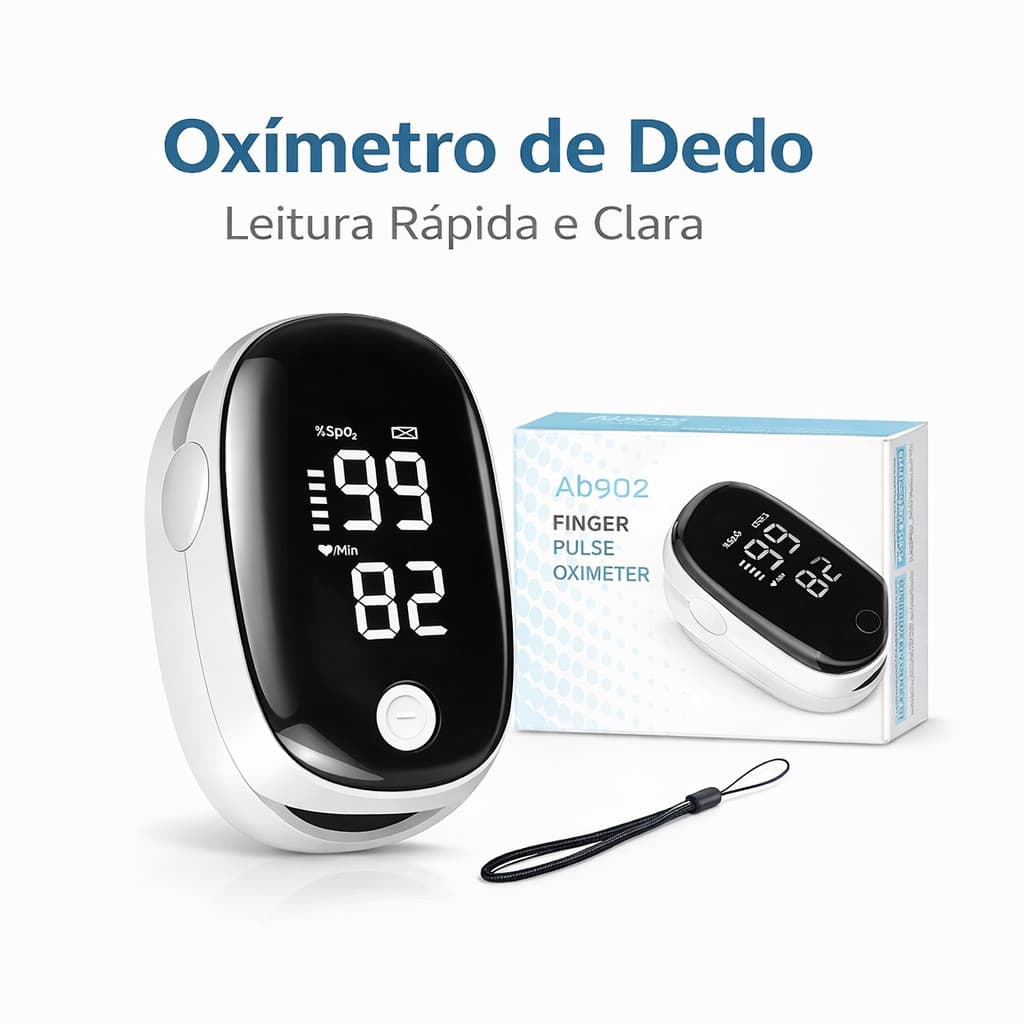 Oxímetro Digital de Dedo com Display LED Confortável Portátil e Fácil de Usar ACHEI GLAM 