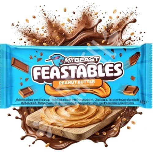 Chocolate Mr Beast Youtuber mais famoso do mundo | Feastables Peanut Butter 60g - Importado EUA