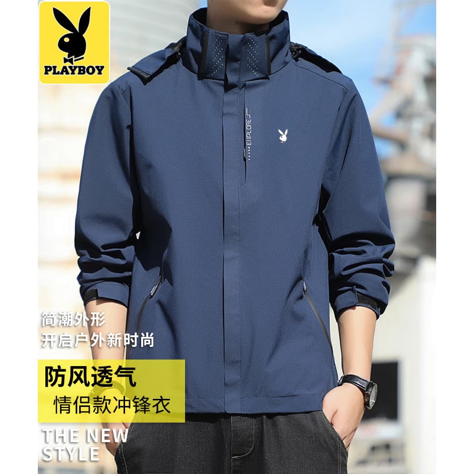 Playboy 2025 primavera outono nova jaqueta masculina jaqueta ao ar livre estilo feminino caminhadas terno jaqueta capuz 