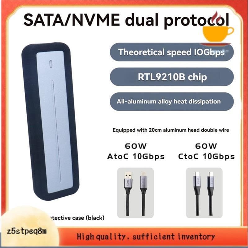 M2 SSD Case 10Gbps RTL9210B Chip NVMe/SATA Gabinete Externo De Protocolo Duplo Suporta Chave M E Teclas B & A