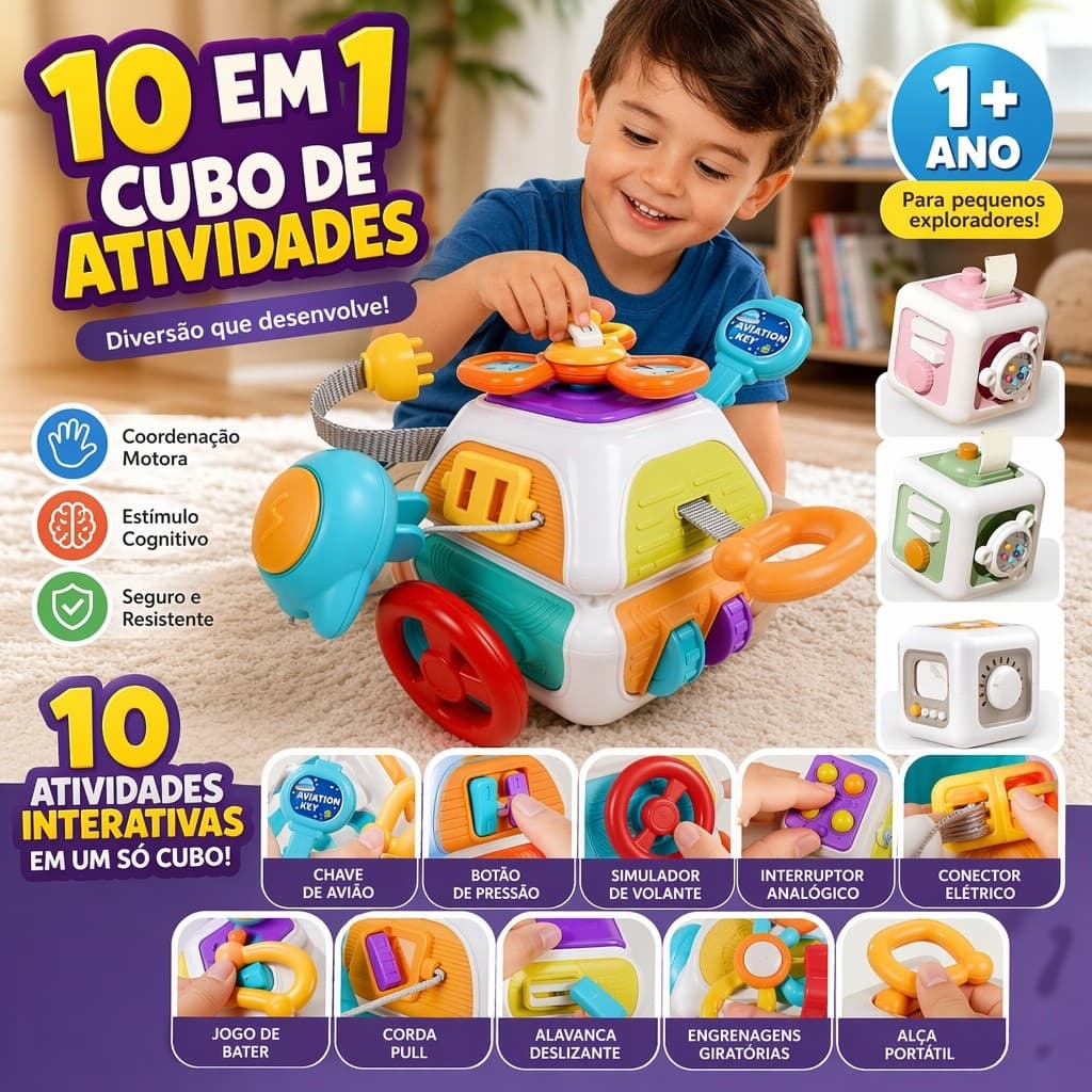 Bola Sensorial Montessori Brinquedo Educativo 10/6 em 1 para Bebê Praticar Habilidades de Vida e Foco