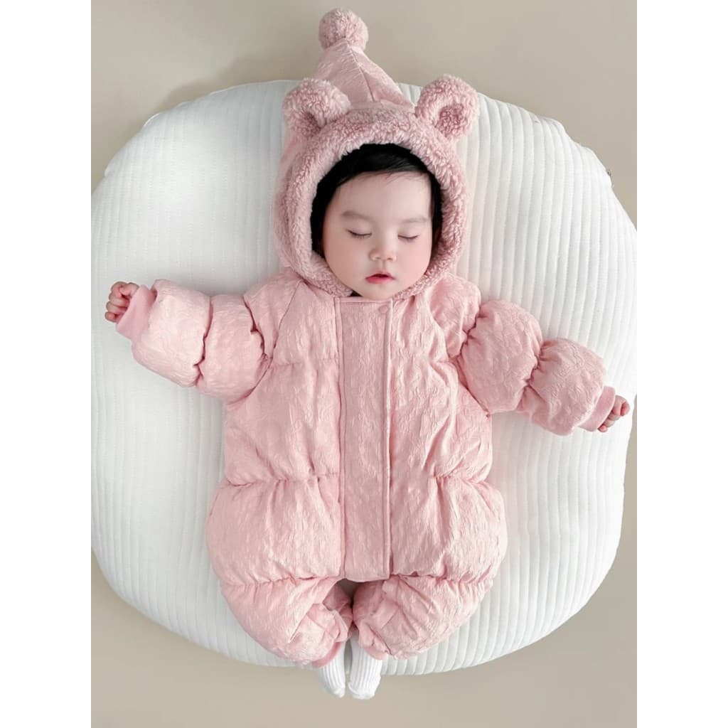 Bebê recém-nascido roupas de uma peça bebê menina outono inverno novo estilo forro de lã acolchoado inverno Outing roupa