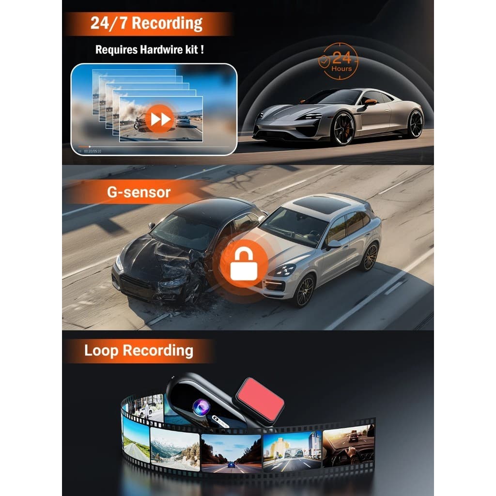 Câmera Veicular 4K Frontal e Traseira, Gravador de Carro UHD com Câmeras Duplas