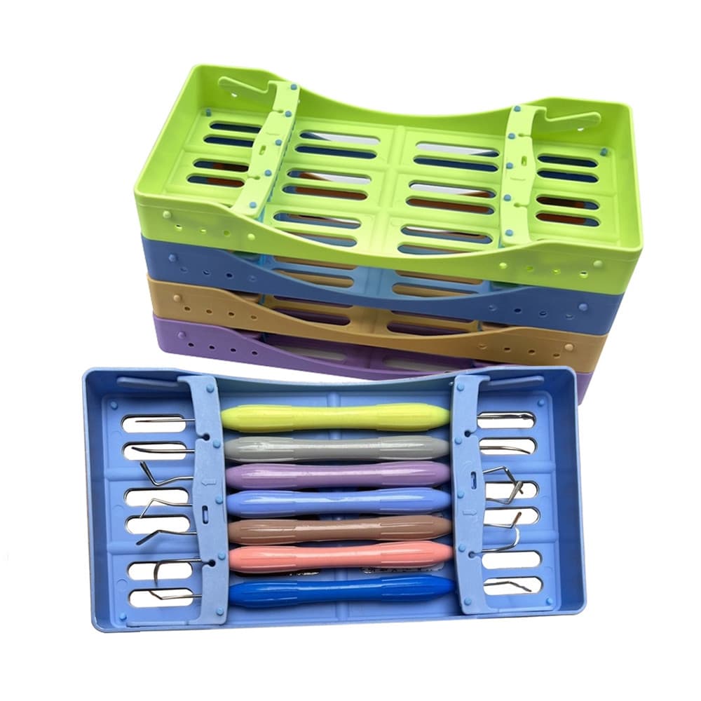 1 Pçs Resina Composto Espátulas De Enchimento Titular Caixa Esterilização Cassete rack Desinfecção Casos Azul