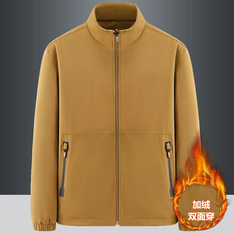 Outono novo estilo jaqueta dupla face masculina outono inverno velo-velo quente gola alta jaqueta Casual macacão jaqueta