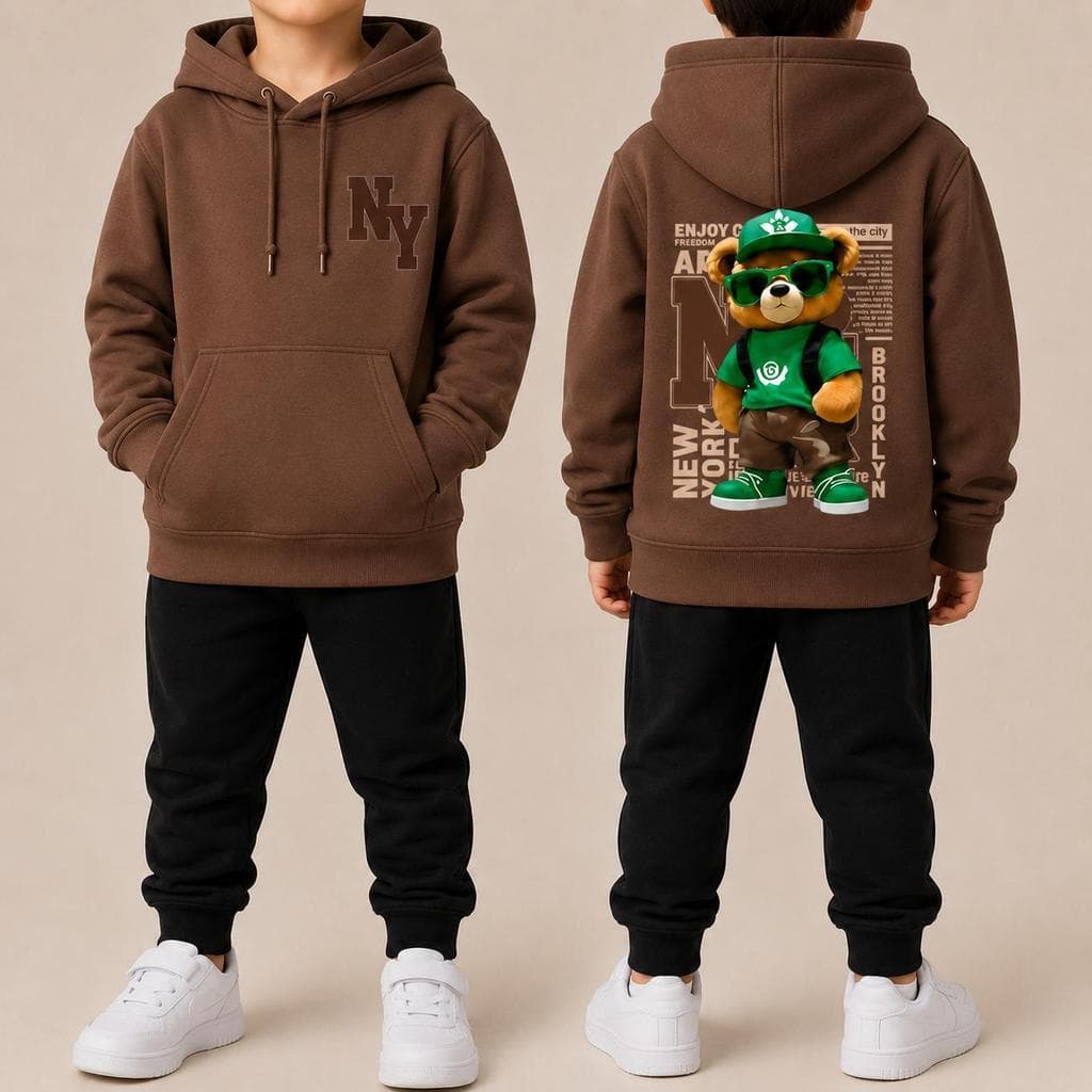 Kit Conjunto Masculino infantil Com Gorro Moletom Masculino Casaco Masculino Estiloso flanelado