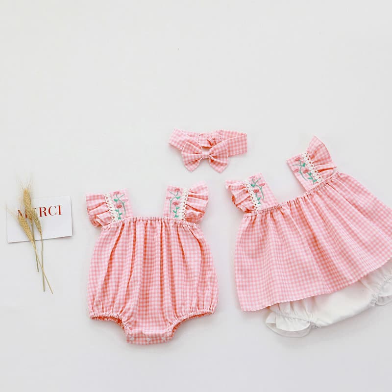 Meninas saias estilo verão bebê menina macacão versão coreana roupas infantis roupas de bebê irmãs roupas de bebê crianç
