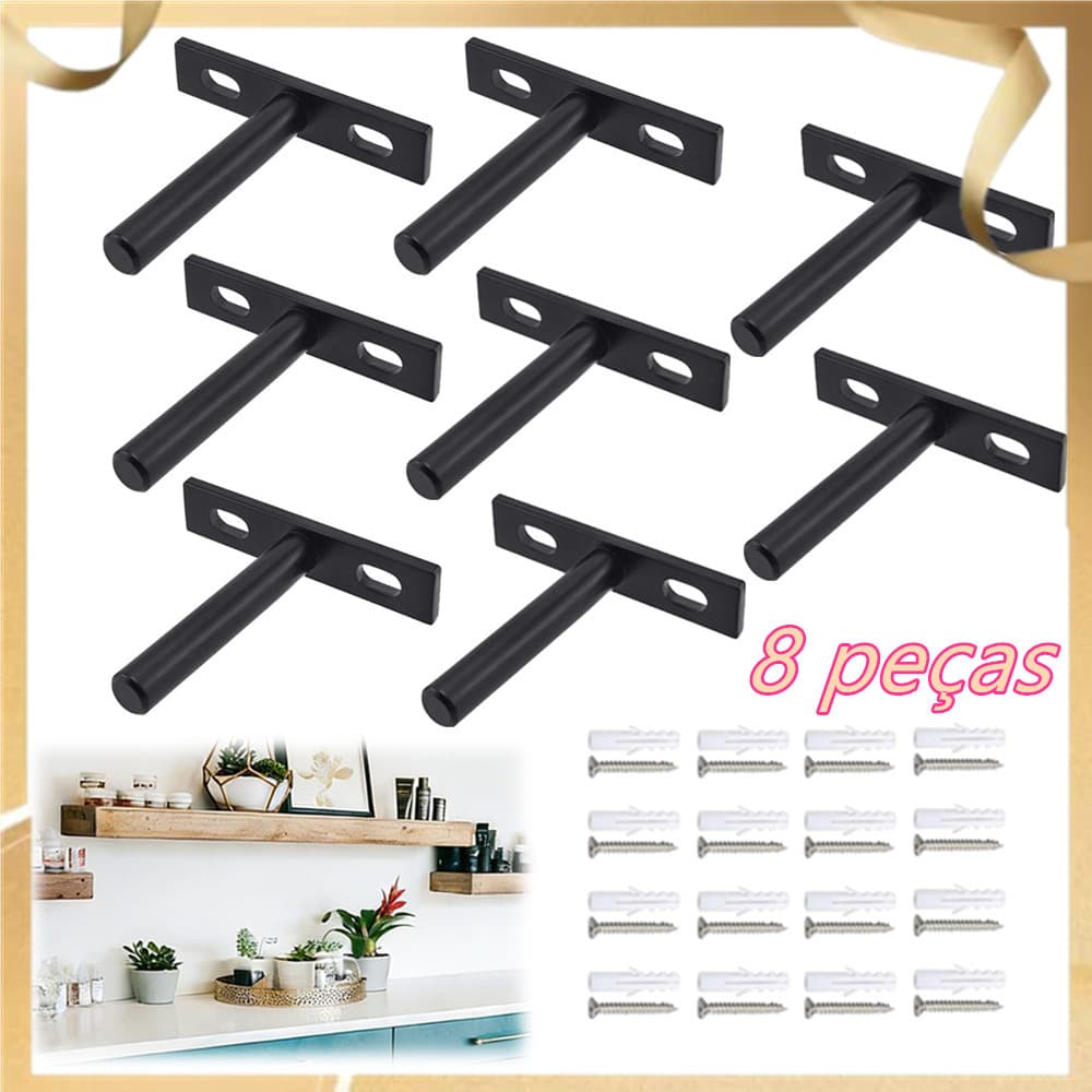 8 peças, Suportes de prateleira ocultos, suportes para montagem na parede, suportes de metal para montagem na parede
