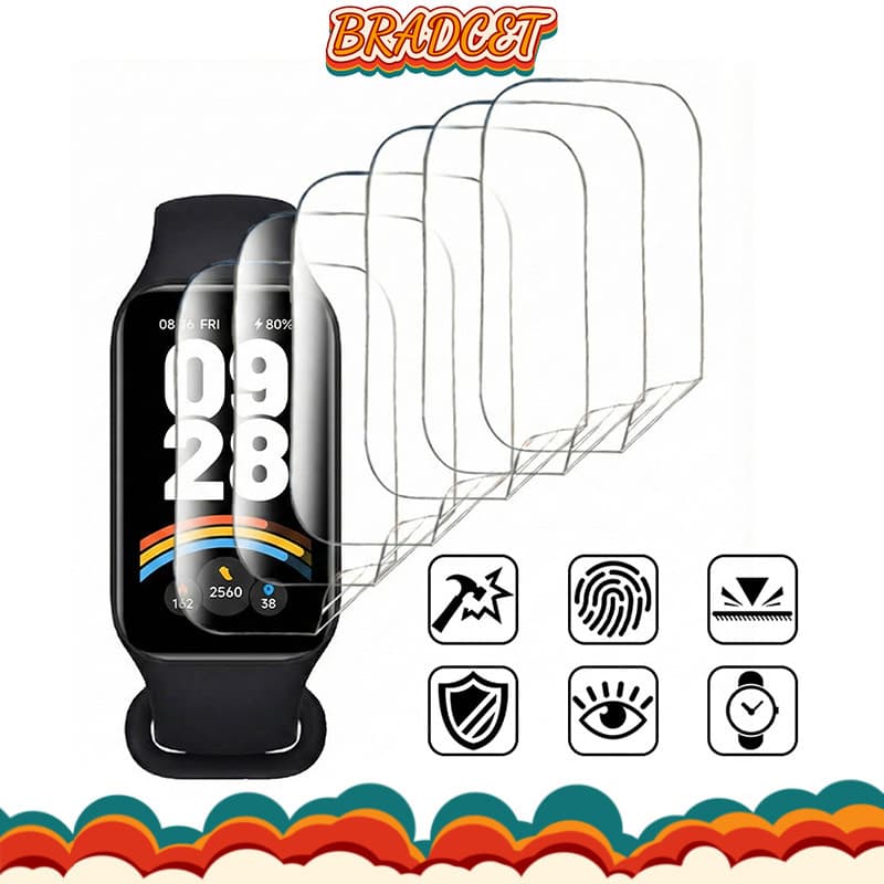 Pelicula Com Vidro De Suave Para Relógio Smartwatch Xiaomi Mi Band 9 8 Active/Redmi Band 3 2 Screen Protector Temperada