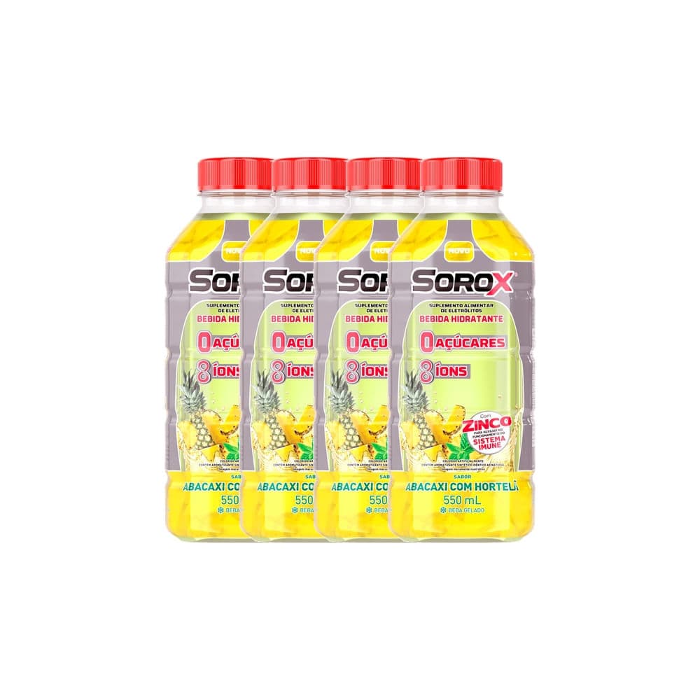 Kit 4 Sorox Sabor Abacaxi com Hortelã 550ml