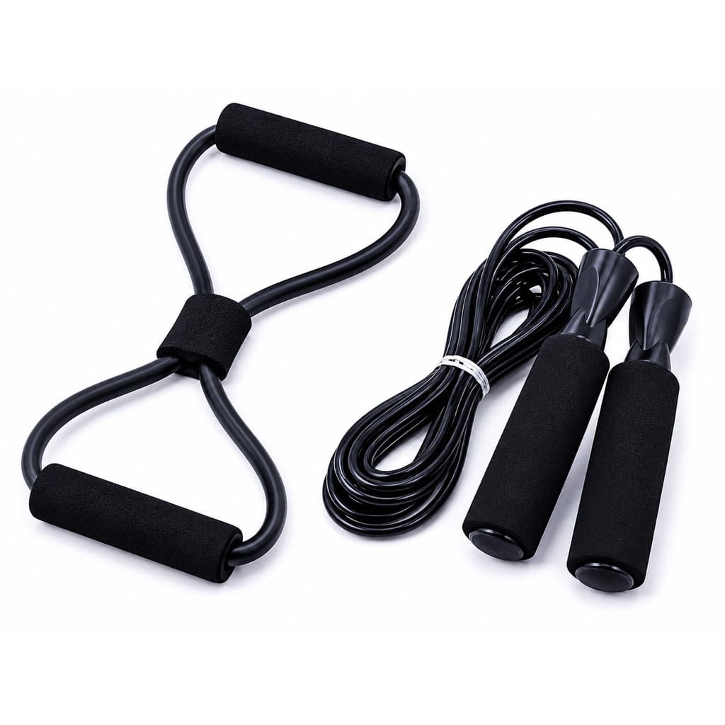 Kit Corda Crossfit e Elástico 8 Exercícios Musculação Funcional Fitness Academia Treino Esportivo