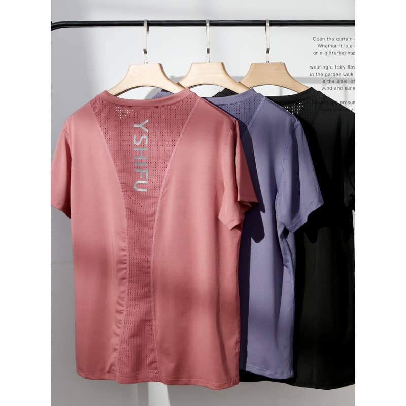 Primavera novo estilo tamanho grande 115kg de secagem rápida esportes de manga curta roupas de Fitness feminino roupas d