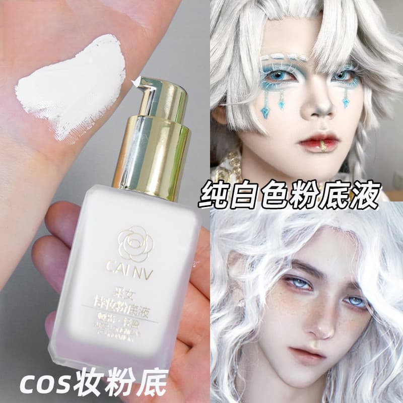 Base líquida branca pura Oiran maquiagem vampiro gueixa cos Ultra branco palco maquiagem palhaço ópera cosméticos maquia