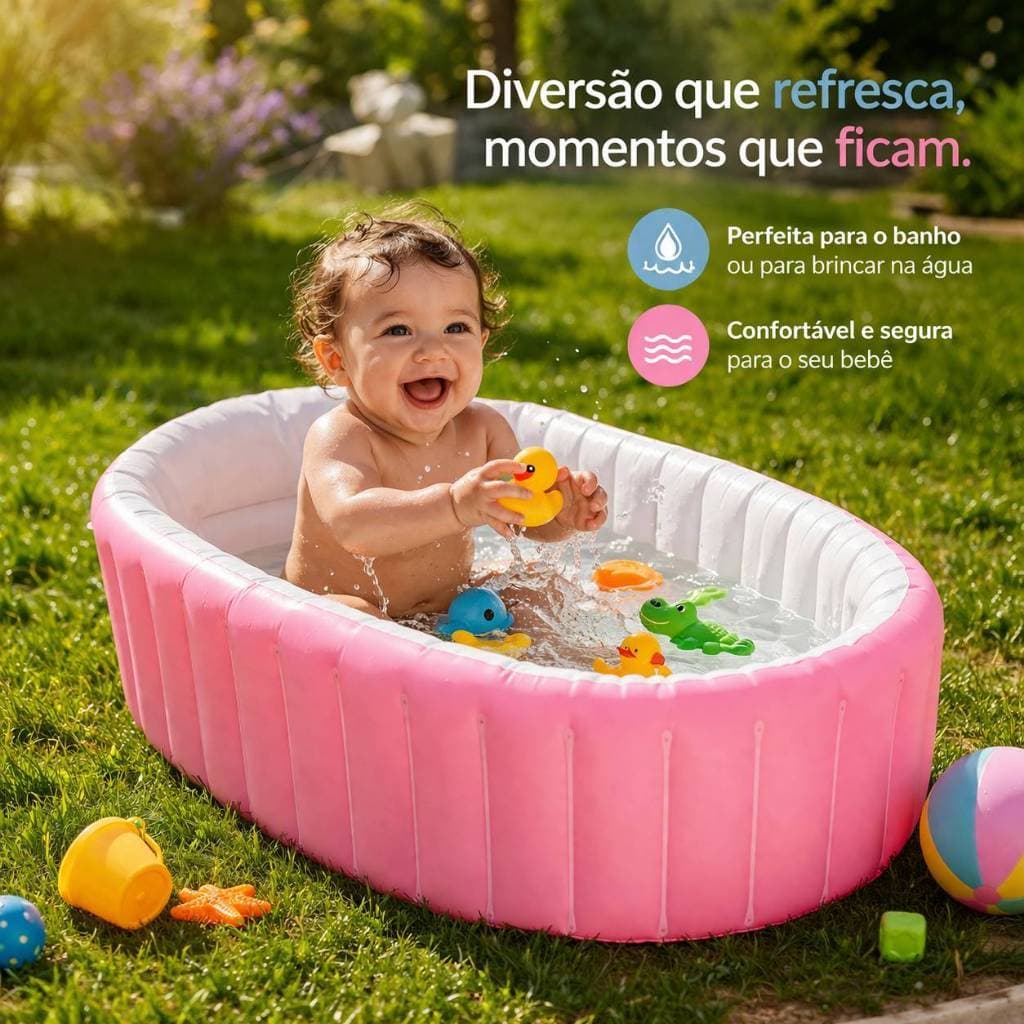 Eps-1713 Banheira Inflável Infantil Bebê Pvc Portátil Com Apoio Antiderrapante Dobrável