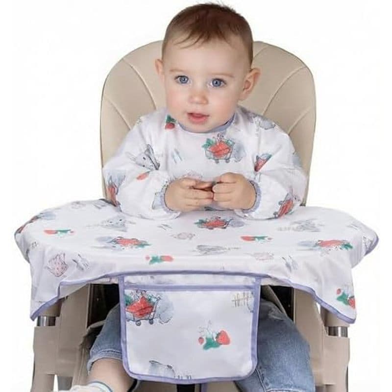 Babador De Alimentação Para Bebês MOTEERLLU Comer , Mangas Compridas Anexa À Cadeira Alta E Mesa , Babadores De Desmame