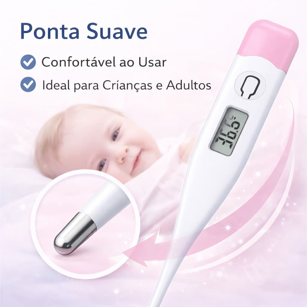 Termômetro Digital LCD Rápido para Febre Bebê Infantil e Adulto Portátil Rosa Azul ANJGG BRASIL