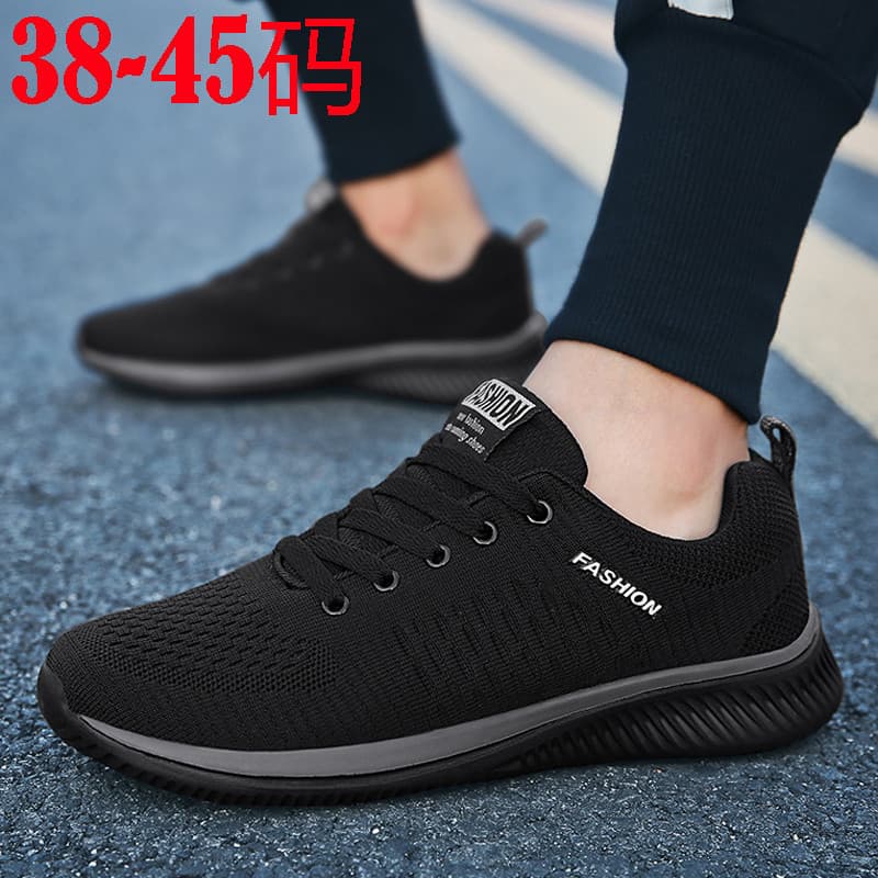Verão preto sola sapatos esportivos 38 Casual respirável tênis tamanho 45 ginásio tênis de corrida todos preto puro pret