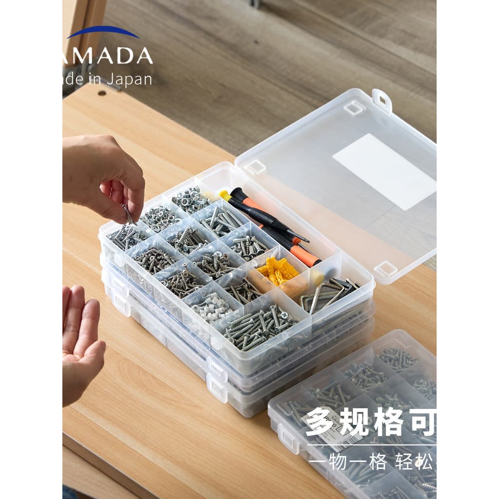 Caixa de armazenamento de parafusos, peças de Hardware, compartimento de unhas, caixa de ferramentas transparente com ta