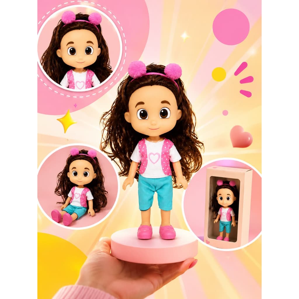 Boneca Maria Clara  Articulada com Roupa e Sapato Removível Brinquedo Com 16 Cm