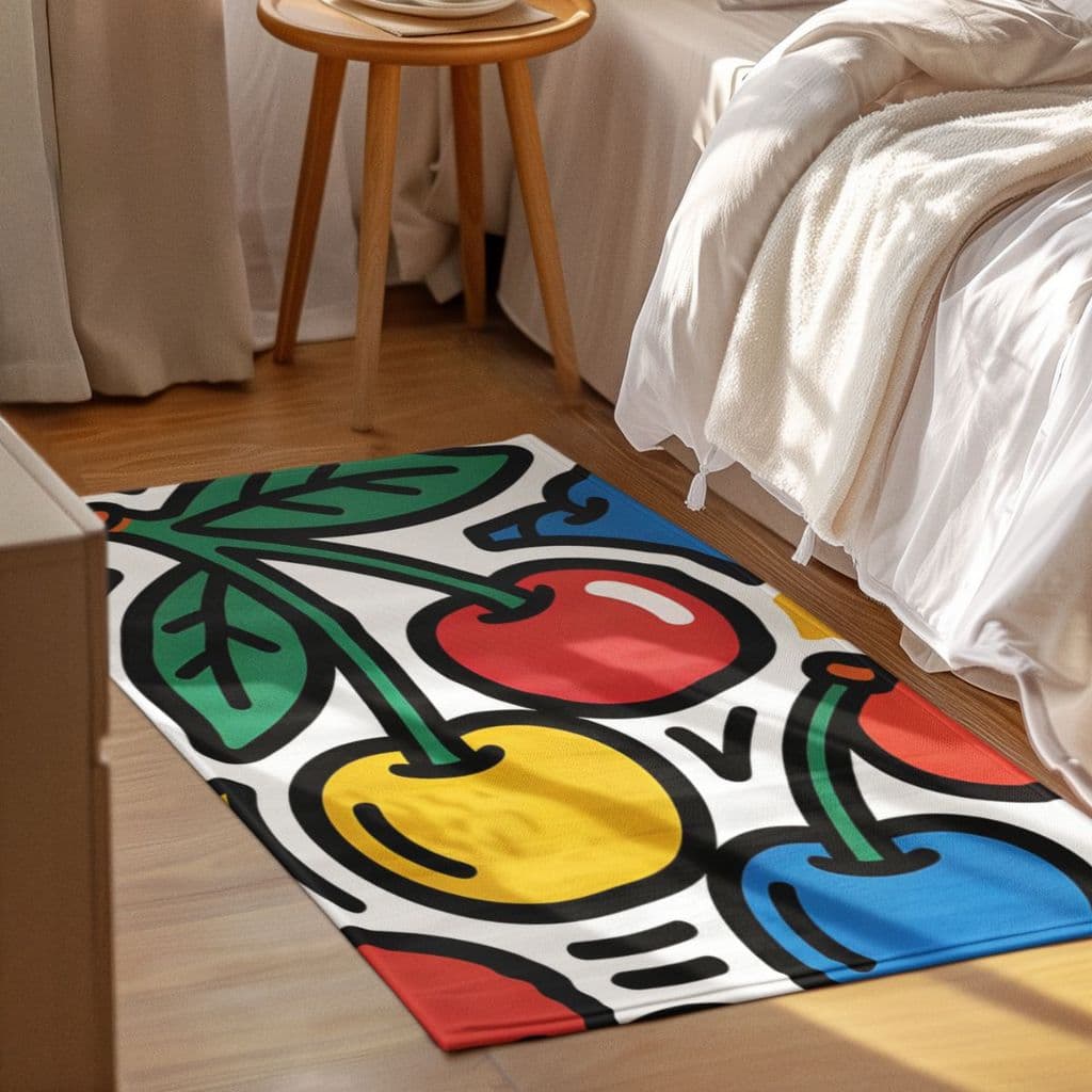 Tapete Sala Quarto Grande 118x70cm Decoração Antiderrapante Macio Cereja