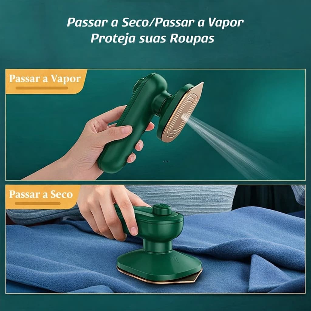 2026 Mini Ferro de Passar a Vapor Portátil para Viagem |   Passadeira Elétrica Compacta para Roupas, Casa e Mala HCUO
