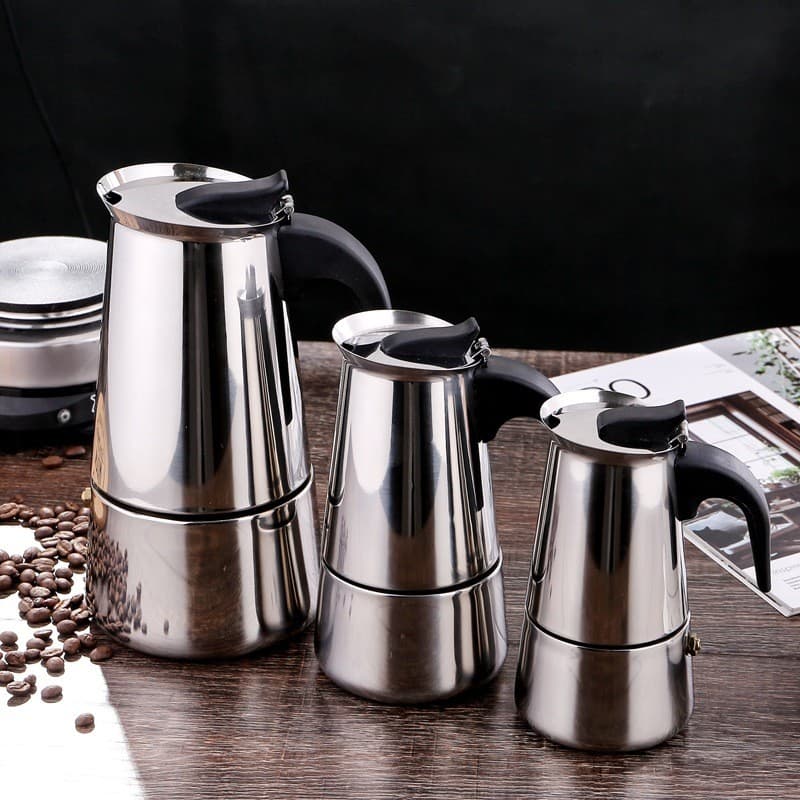 Casa de aço inoxidável cafeteira italiana Moka cafeteira Cross-Border venda quente aparelho de café expresso europeu