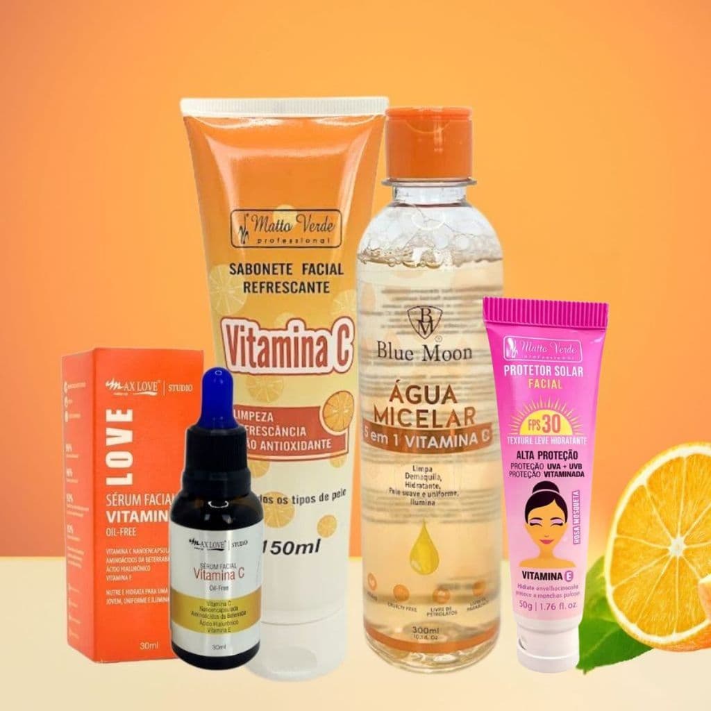 Kit Skincare Vitamina C Clareador  Anti-idade  Anti-manchas