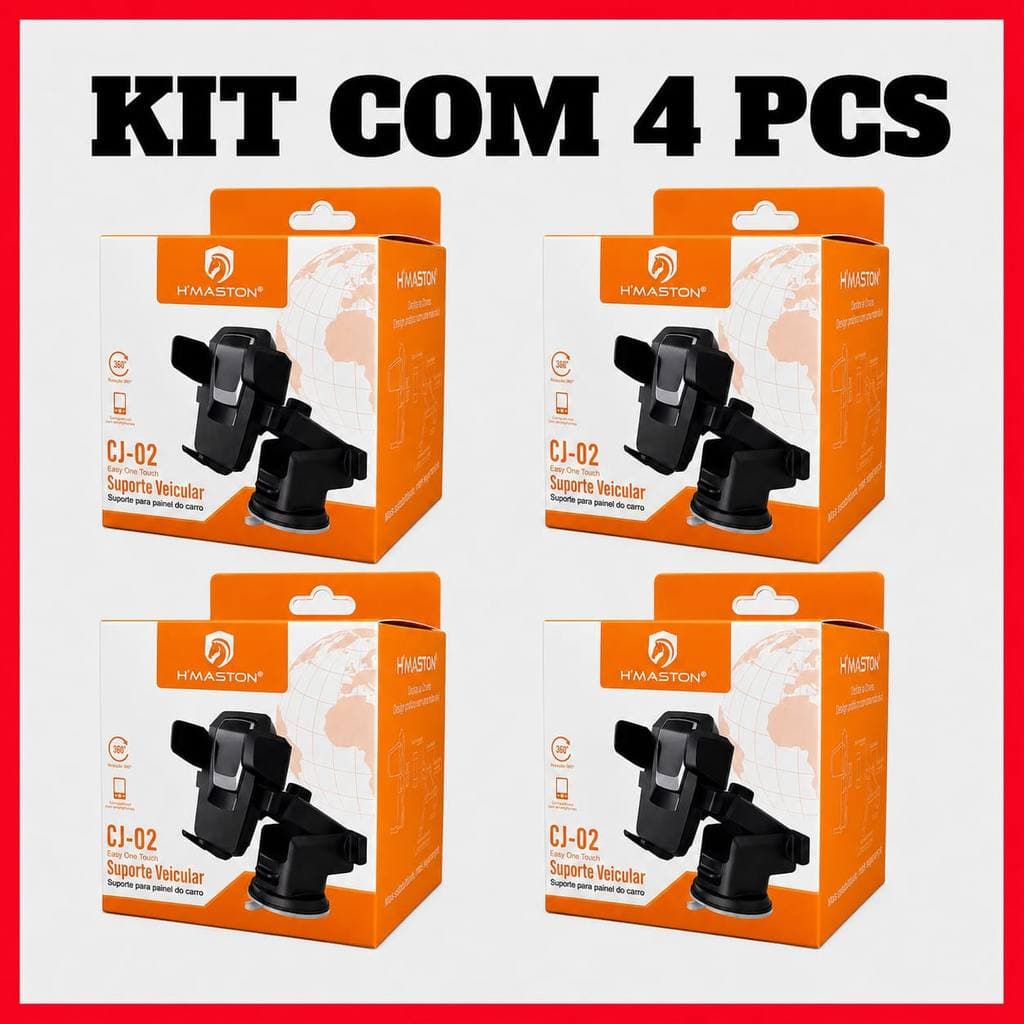 Kit Atacado 4 Suporte De Celular Para Carro Com Trava Automática Extensor 360 Graus