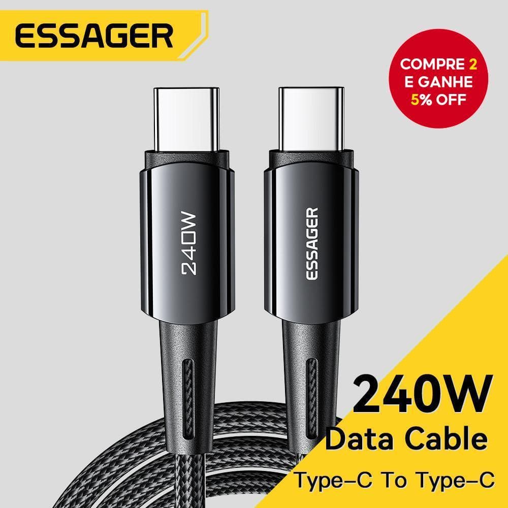 Essa Essager 240W Carga Super Rápida Tipo C 67W Cabo USB De 6A Para Xiaomi 12Pro Redmi K50 Nota 11Pro Black Shark 5Pro