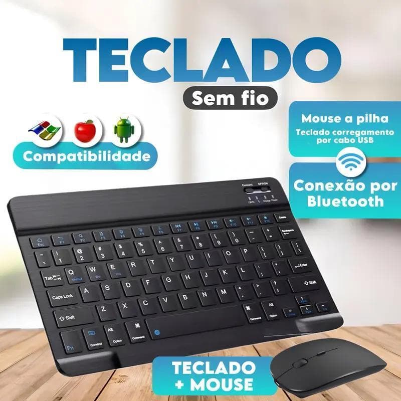 Kit Teclado e Mouse Sem Fio Bluetooth 5.2 Conjunto Macaron Colorido Compatível com iPad Tablet Notebook PC e Celular