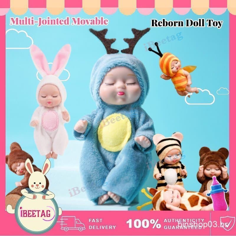 Boneca Reborn de Simulação Bebê Adormecido Mini Bola Fofa - Boneca Articulada Brinquedos de Bebê Realistas Boneca de Pel