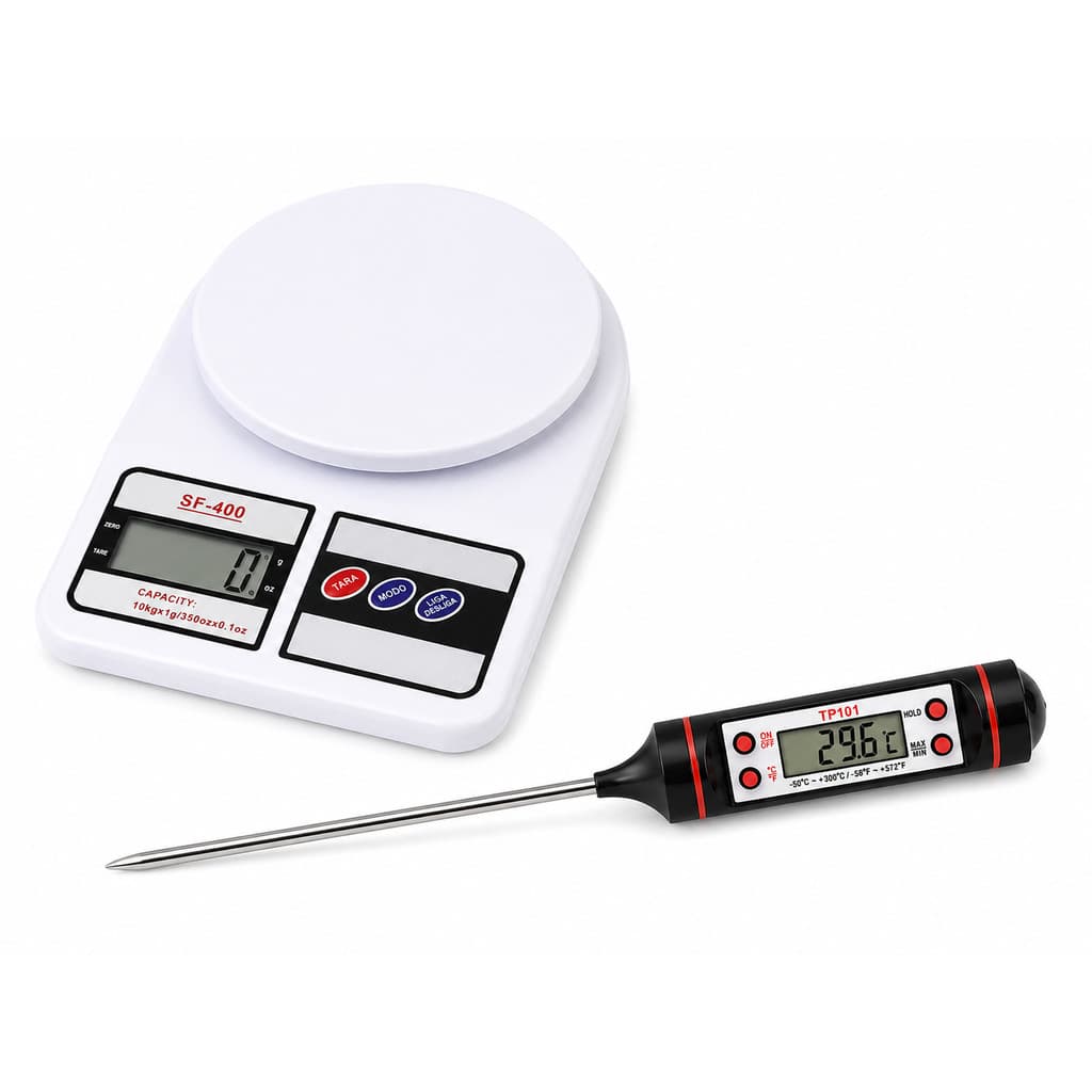 Kit Balança de Cozinha e Termômetro de Cozinha Digital