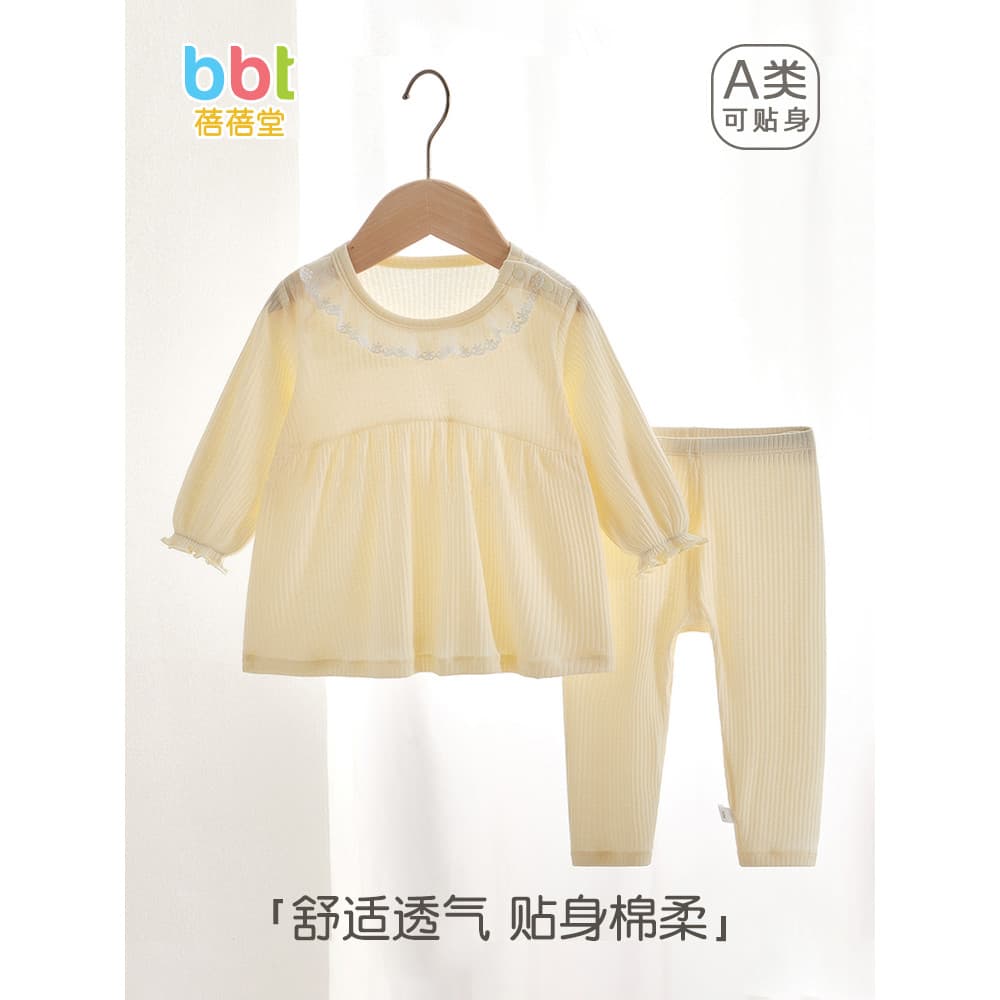 Roupas de bebê verão estilo fino roupas de verão da menina do bebê de manga comprida estilo ocidental topos calças roupa