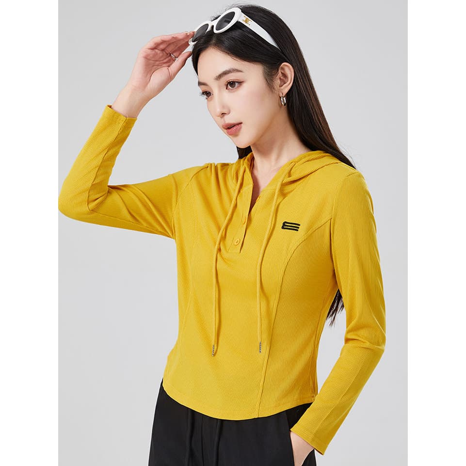 Roupas de dança quadrada novo estilo topo feminino outono roupas de dança de Fitness esportes com capuz de manga comprid
