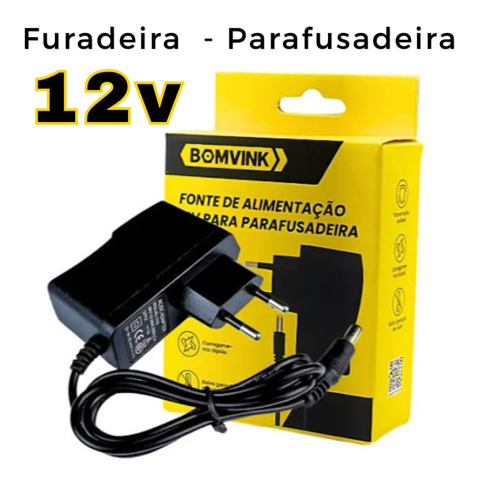 Carregador Fonte Alimentação Bivolt 12v Para Furadeira Parafusadeira Bateria Litio