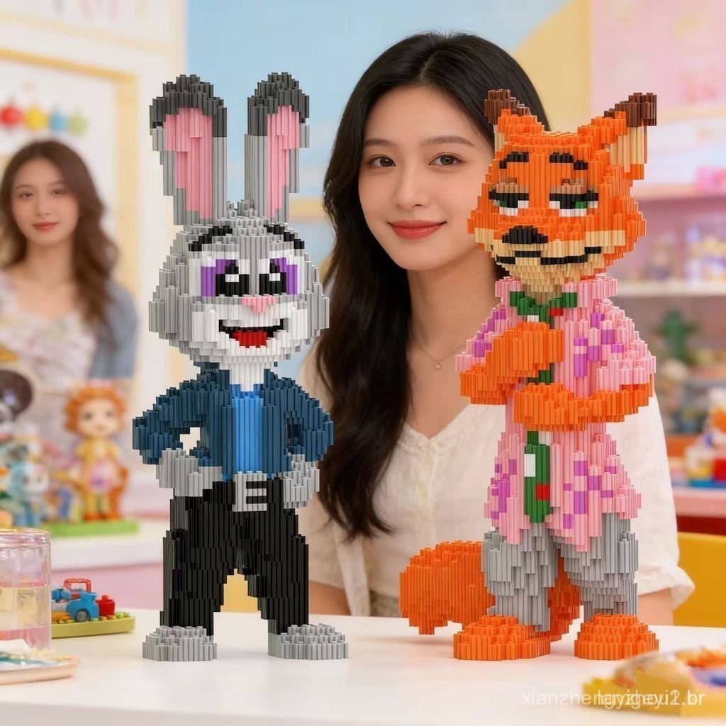 2026 novos blocos de montar grandes do Nick Fox e da Judy Rabbit, compatíveis com blocos de montar Lego, brinquedo educa