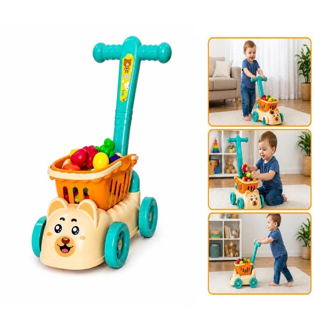 ANDADOR INFANTIL MENINO MINI MERCADO CARRINHO FEIRA BRINQUEDO EDUCATIVO PRIMEIROS PASSOS BEBE