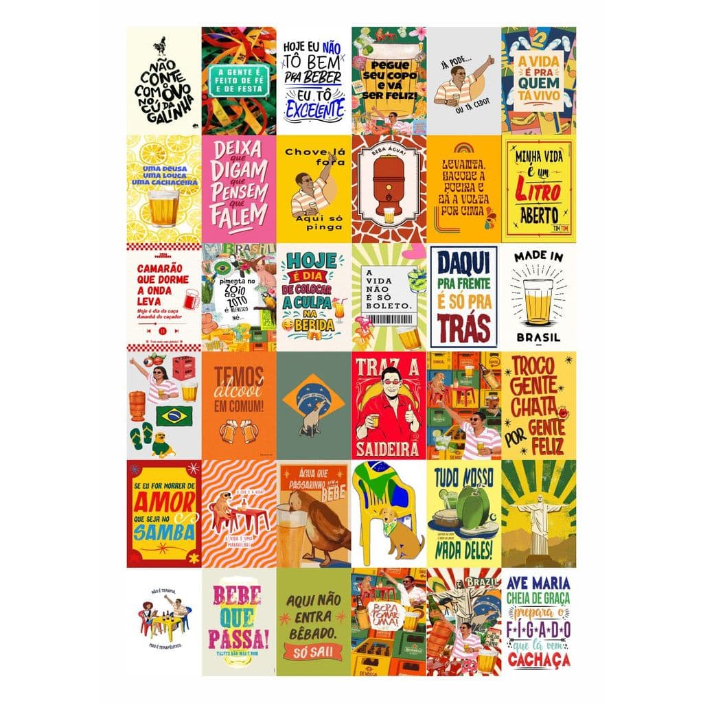 Kit 36 Adesivos Etiquetas Boteco Frases Cerveja Transparente Fosco Mate 6,5x4,5cm P/ Copo Stanley Vidro