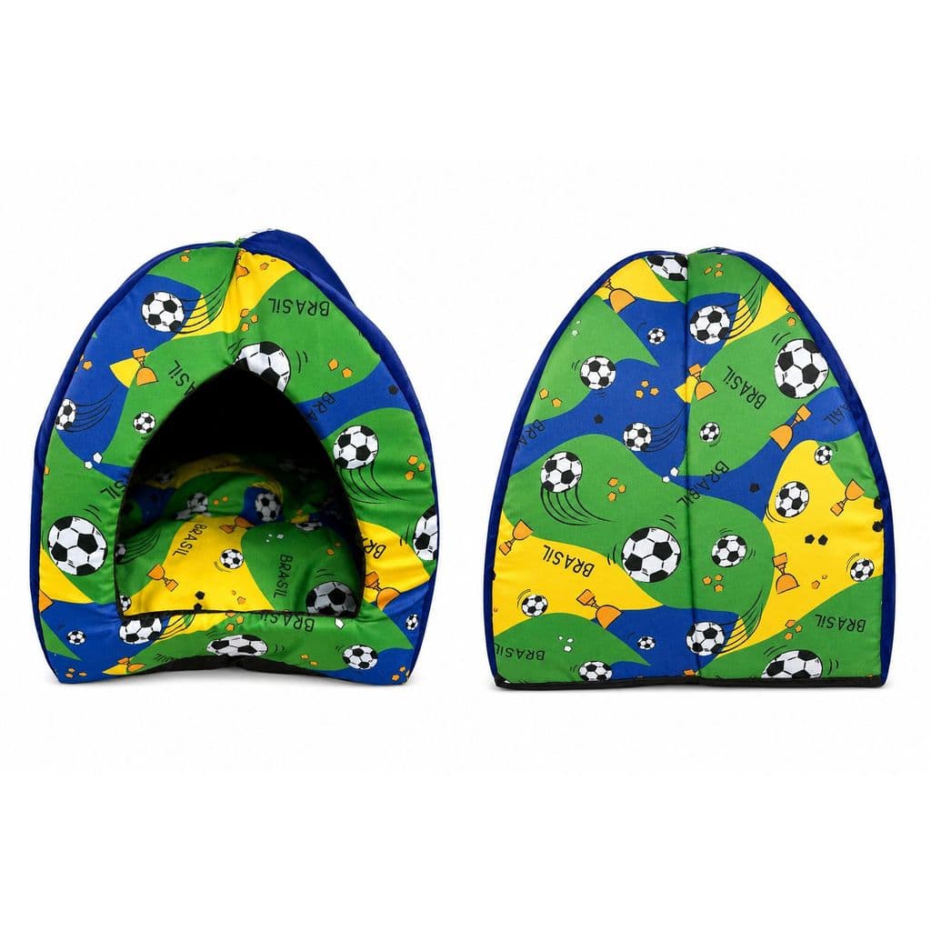 Casinha para Cachorro e Gato Tema Copa Brasil Caminha Pet Confortável Toca Iglu