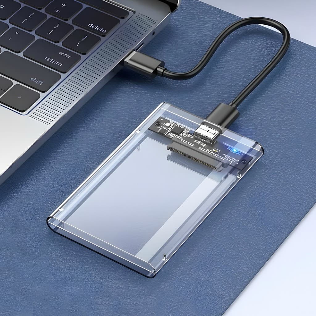 Case HD Externo 2.5 USB 3.0 SATA III Transparente SSD HDD Enclosure Alta Velocidade UASP ACHEI GLAM 