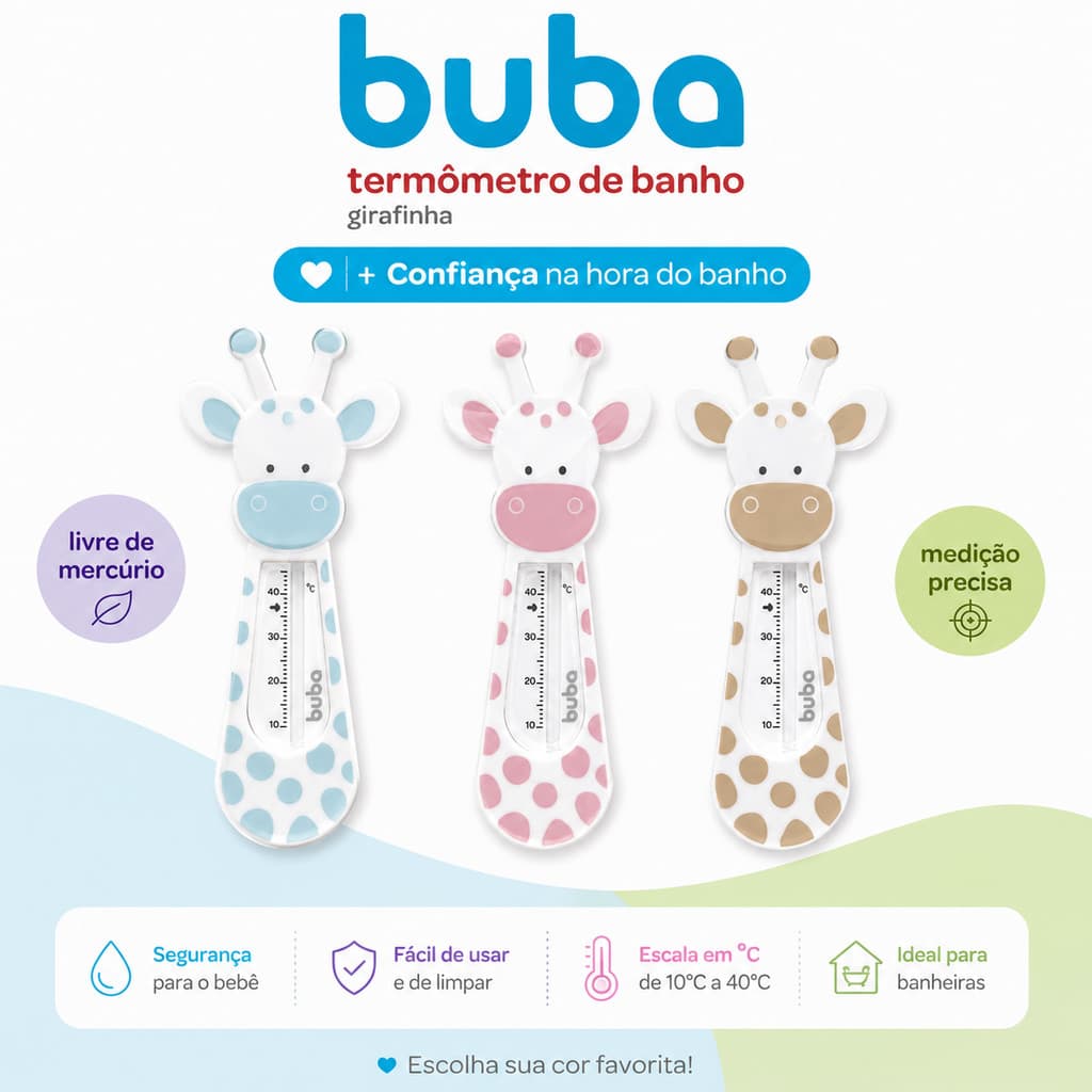 Buba Termômetro Banheira Girafinha Confiança para o banho do bebe Escollha a Cor