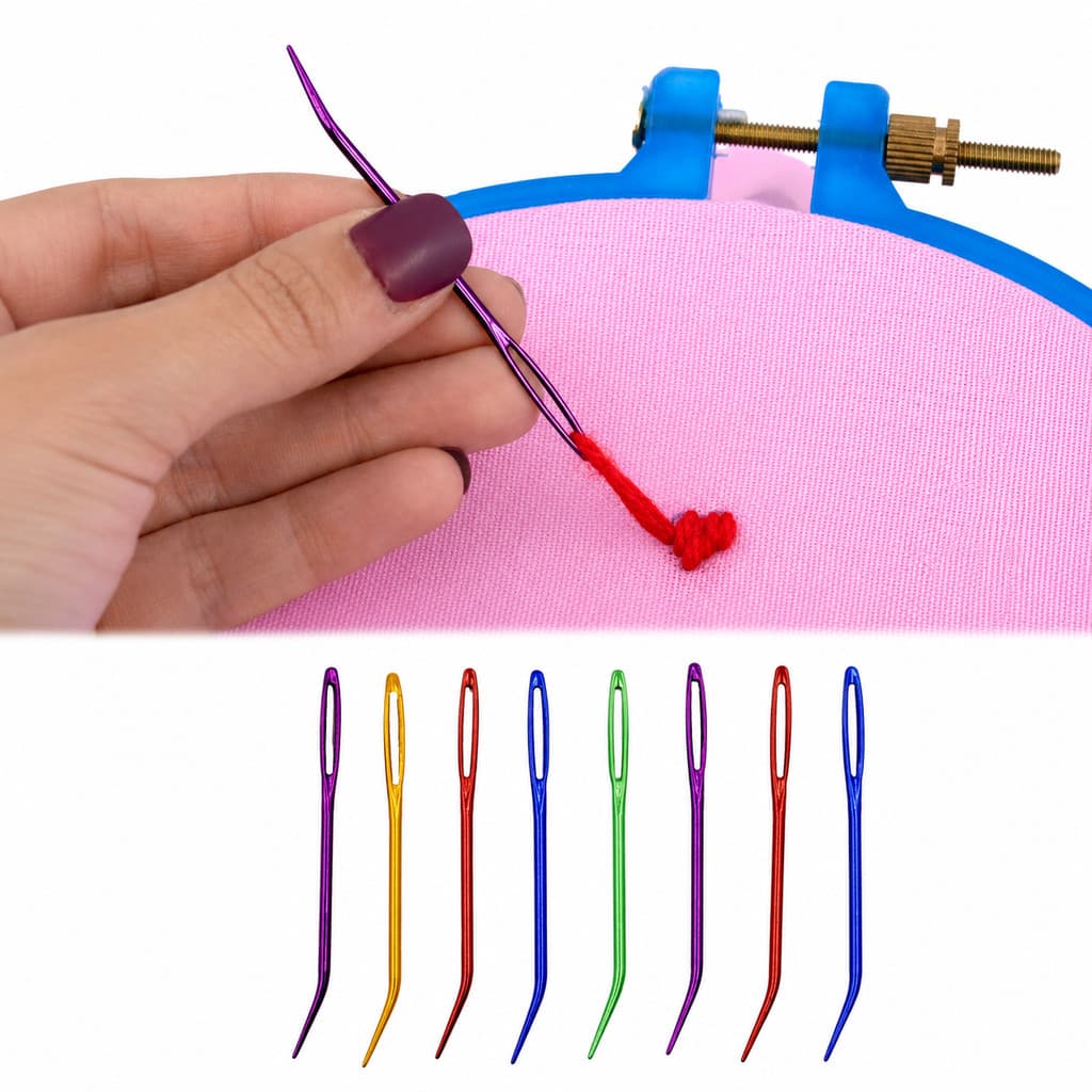 Agulhas Tapeçaria Inox Kit 8 Peças Coloridas Para Fio Grosso Crochê Lã Tricô Bordado Amigurumi